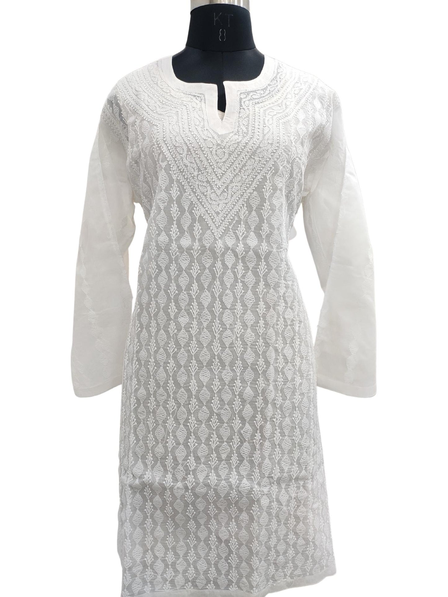 Women Cotton Chikankari Kurta Ethnic Summer Wear Handmade Chikan Kurti Top  Shirt | eBay